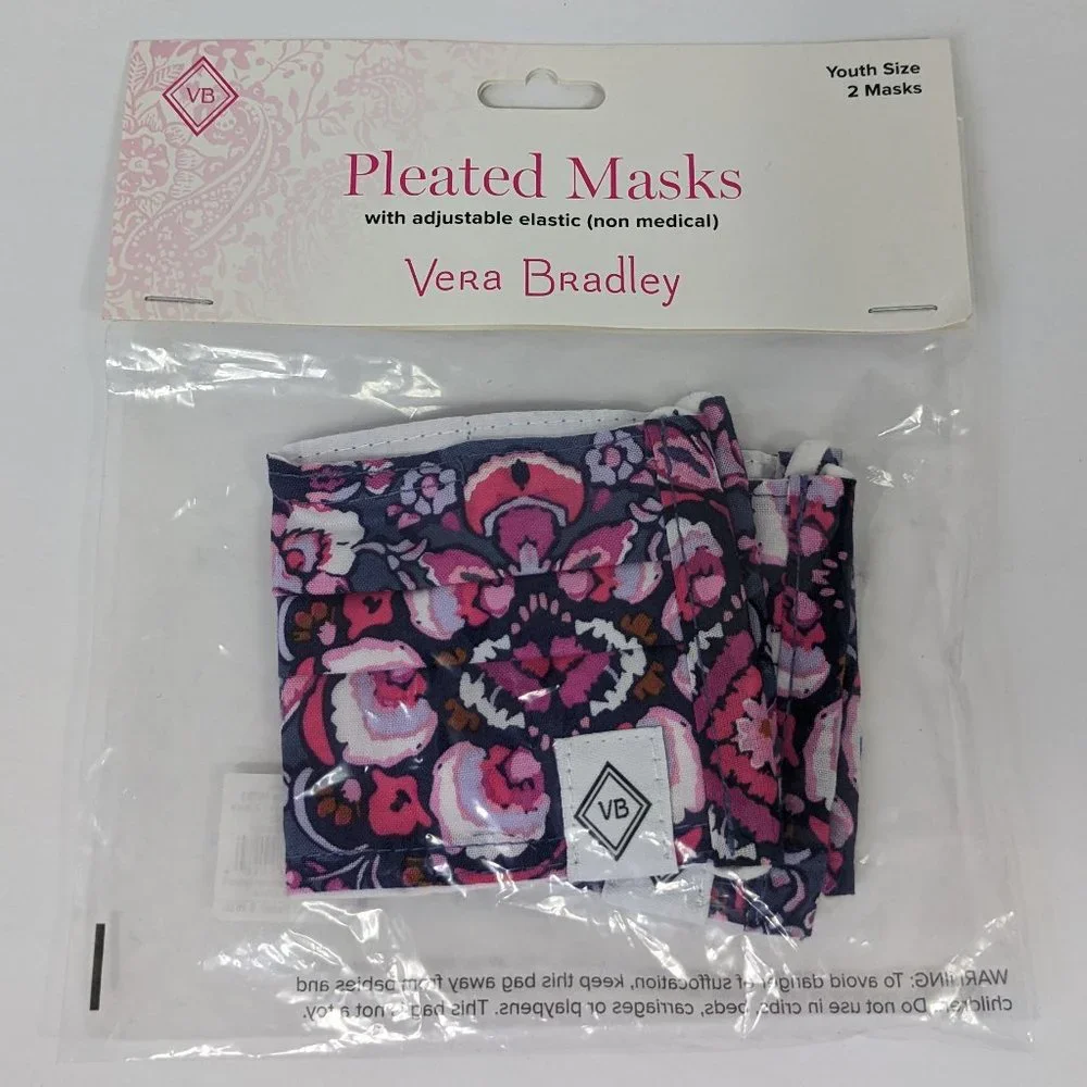 Vera Bradley Youth Pleated Face Masks Magenta Medallion